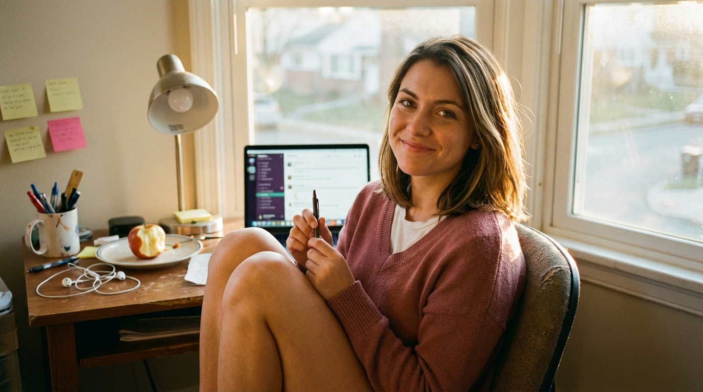 Frau arbeitet von zuhause aus